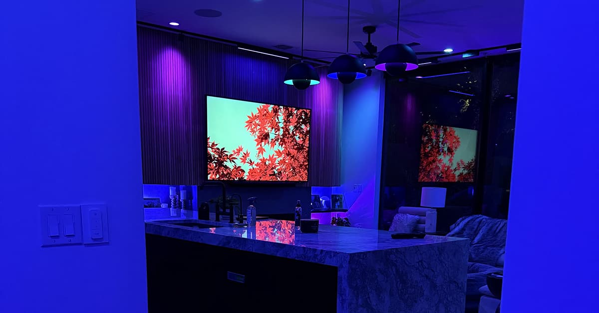 Austin smart lighting transformation featuring immersive RGB ceiling and architectural lighting